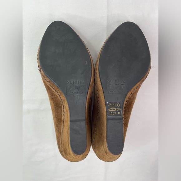 Schutz Brazilian Brown Suede Wedge Heels Size 10 - Picture 4 of 7